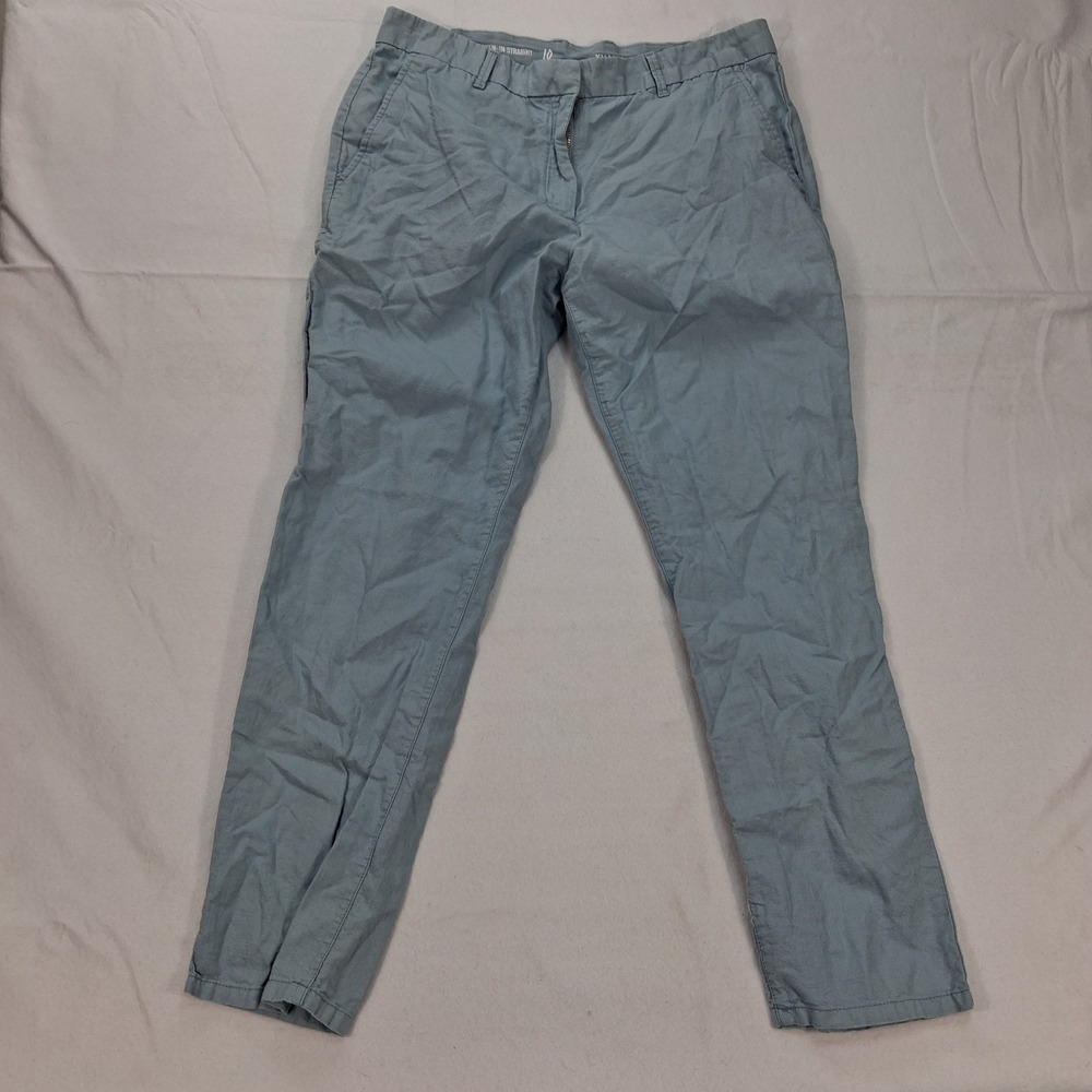 Gap Pants Womens 10 Broken-In Straight Blue Linen Blend Khakis EUC‎